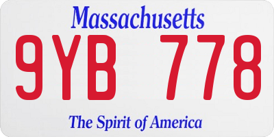 MA license plate 9YB778