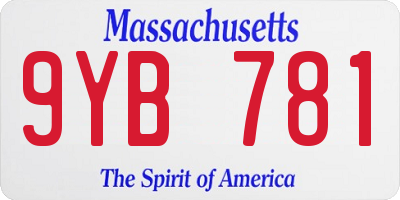 MA license plate 9YB781