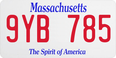 MA license plate 9YB785