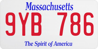 MA license plate 9YB786