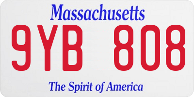 MA license plate 9YB808