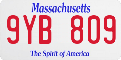 MA license plate 9YB809