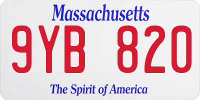 MA license plate 9YB820