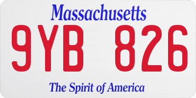 MA license plate 9YB826