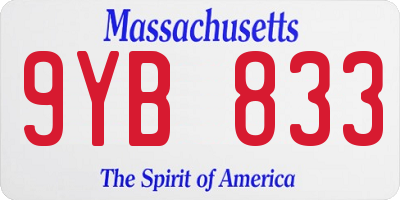 MA license plate 9YB833