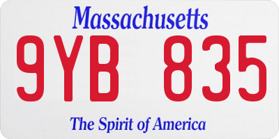 MA license plate 9YB835
