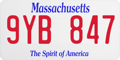 MA license plate 9YB847
