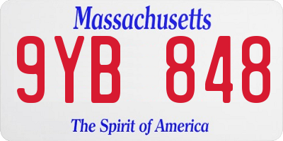 MA license plate 9YB848