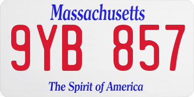 MA license plate 9YB857