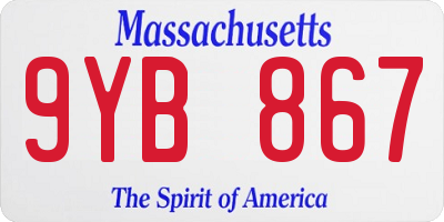 MA license plate 9YB867
