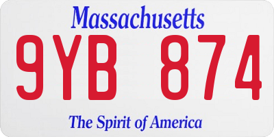 MA license plate 9YB874