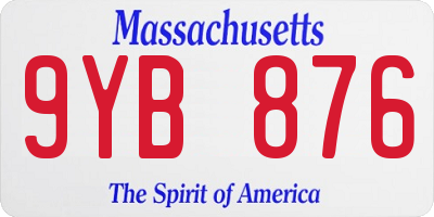 MA license plate 9YB876