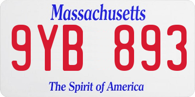 MA license plate 9YB893