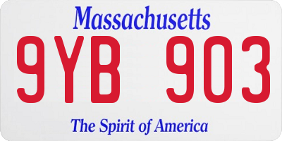 MA license plate 9YB903