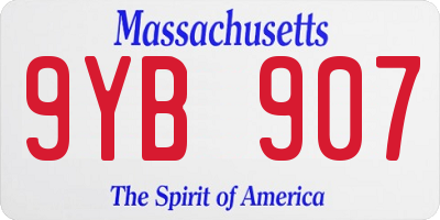 MA license plate 9YB907