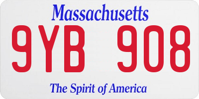 MA license plate 9YB908