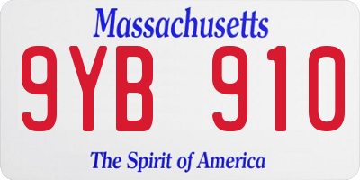 MA license plate 9YB910