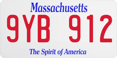 MA license plate 9YB912