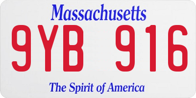 MA license plate 9YB916