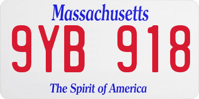 MA license plate 9YB918