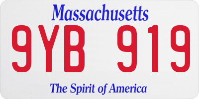 MA license plate 9YB919