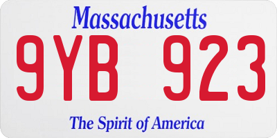 MA license plate 9YB923
