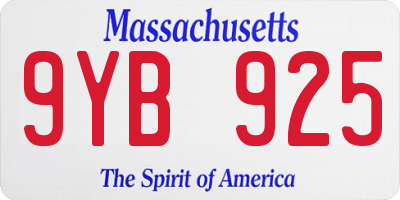 MA license plate 9YB925