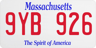 MA license plate 9YB926
