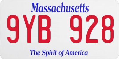 MA license plate 9YB928