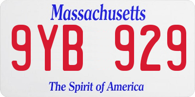 MA license plate 9YB929