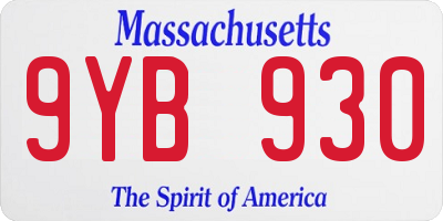 MA license plate 9YB930