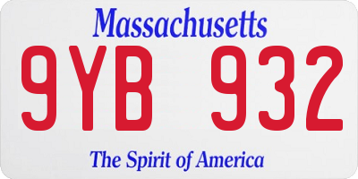 MA license plate 9YB932