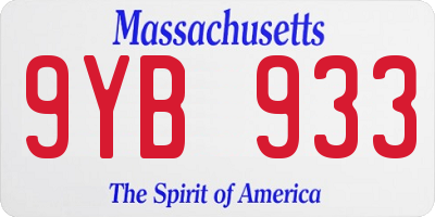 MA license plate 9YB933