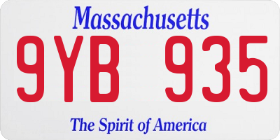 MA license plate 9YB935