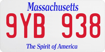 MA license plate 9YB938
