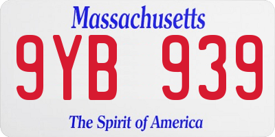 MA license plate 9YB939