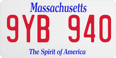 MA license plate 9YB940