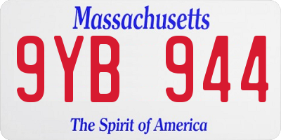 MA license plate 9YB944