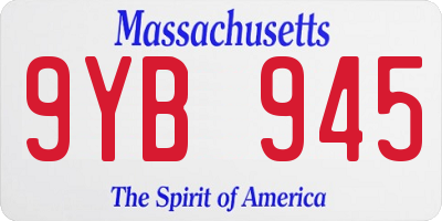 MA license plate 9YB945