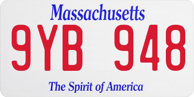MA license plate 9YB948