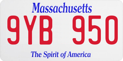 MA license plate 9YB950