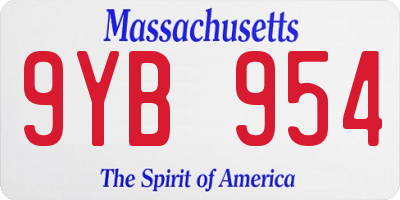 MA license plate 9YB954