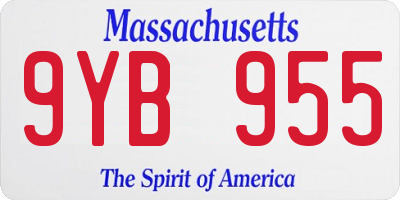 MA license plate 9YB955
