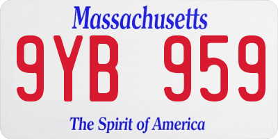 MA license plate 9YB959