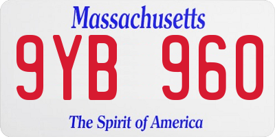 MA license plate 9YB960