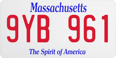 MA license plate 9YB961