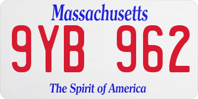 MA license plate 9YB962