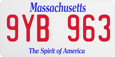 MA license plate 9YB963