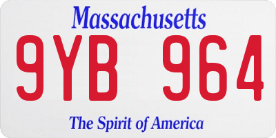MA license plate 9YB964