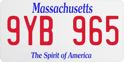 MA license plate 9YB965